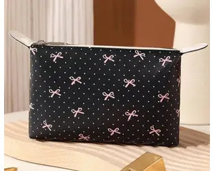 Bow ribbon vegan leather cosmetic bag 42POPS