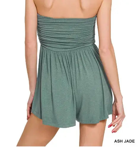 Double layered strapless tube top romper Branded By Barta