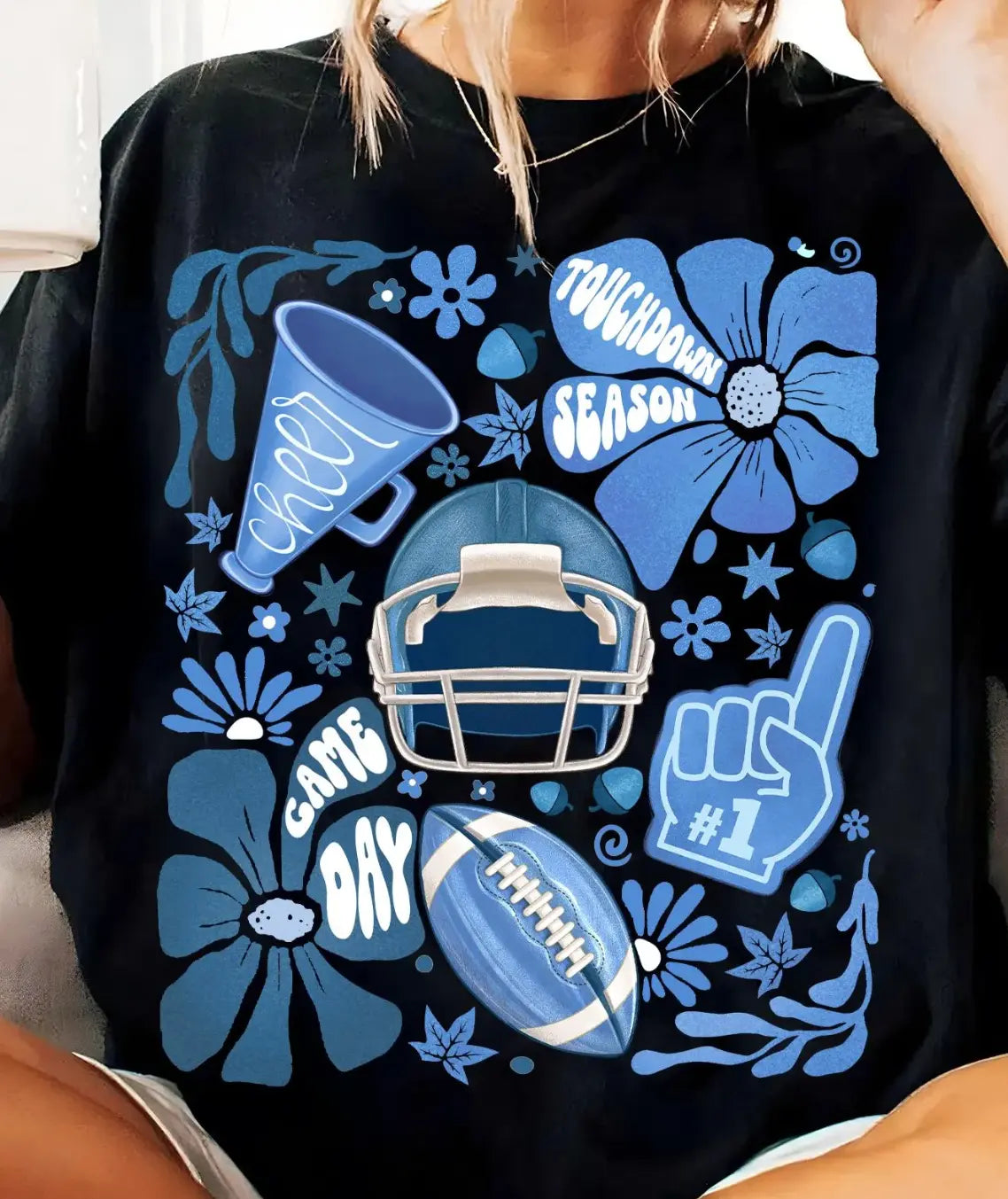 Blue Floral Touchdown Season brandedbybarta