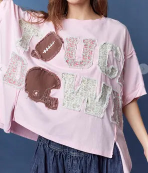 Touch Down Printed Patch Detail Oversized Branded By Barta