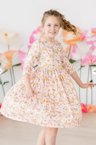 Pretty Peachy 3/4 Sleeve Pocket Twirl Dress Rufflеѕ & Bоwtіеѕ - Affordable Boys & Girls Clothing