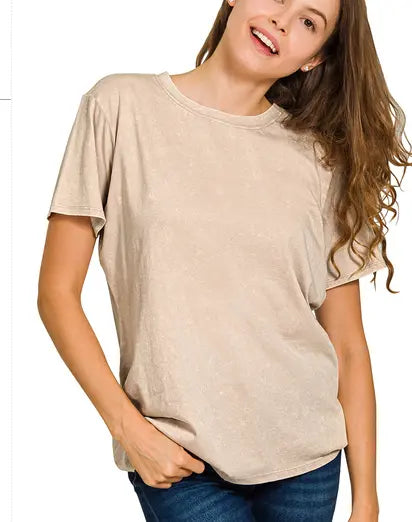 Washed Short Sleeve Top Branded By Barta