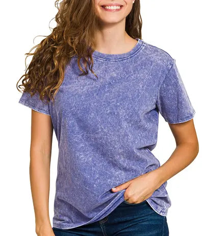 Washed Short Sleeve Top Branded By Barta
