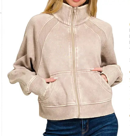 Acid Wash Zip Fleece Jacket Branded By Barta