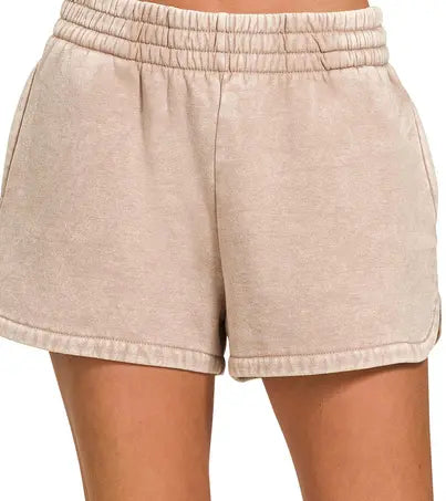 Acid Wash Elastic Shorts Branded By Barta