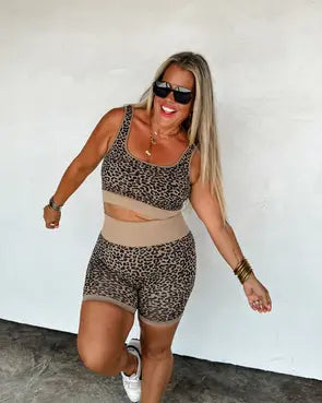 CHEETAH BRA & BIKER SHORT SET Branded By Barta