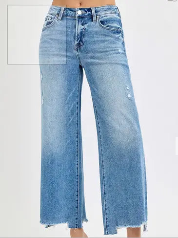 HIGH RISE CROP WIDE JEANS MEDIUM - RISEN Branded By Barta