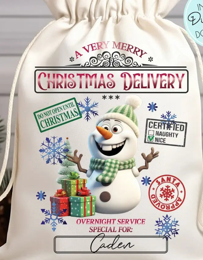 Snowman Santa Sack Branded By Barta