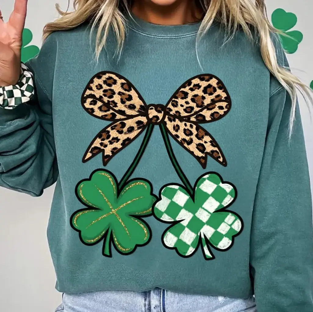 Leopard Bow Four Leaf Clovers brandedbybarta