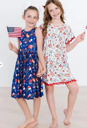 Star Spangled Cutie Pom Pom Dress Rufflеѕ & Bоwtіеѕ - Affordable Boys & Girls Clothing
