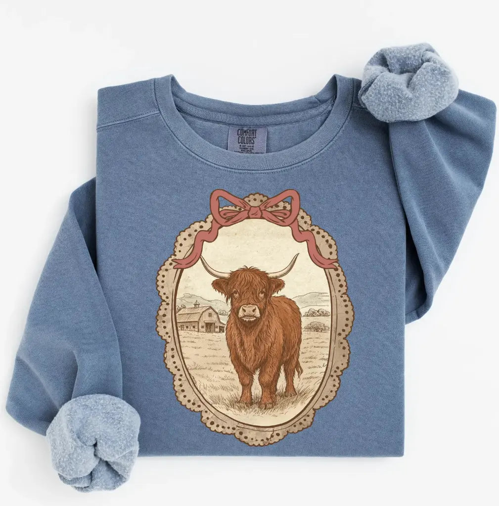 Vintage Framed Highland Cow brandedbybarta