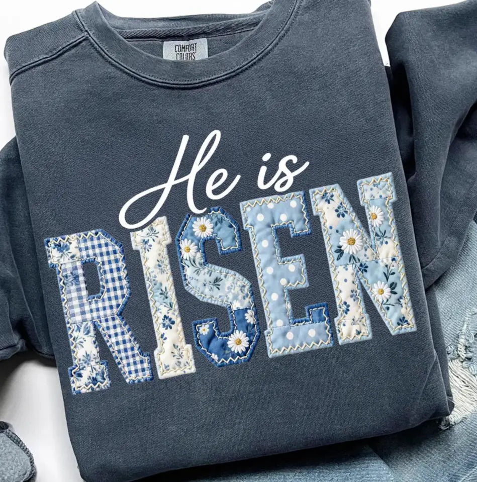 He Is Risen Blue Toile Patchwork brandedbybarta