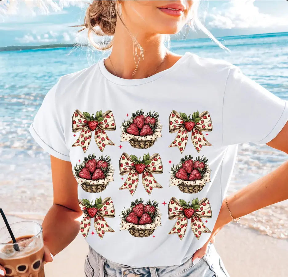 Strawberry collage with bow and basket - Branded By Barta