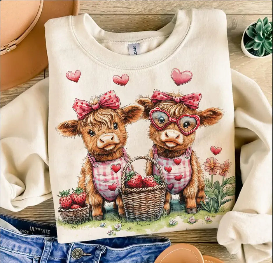 Strawberry highland cow basket - Branded By Barta