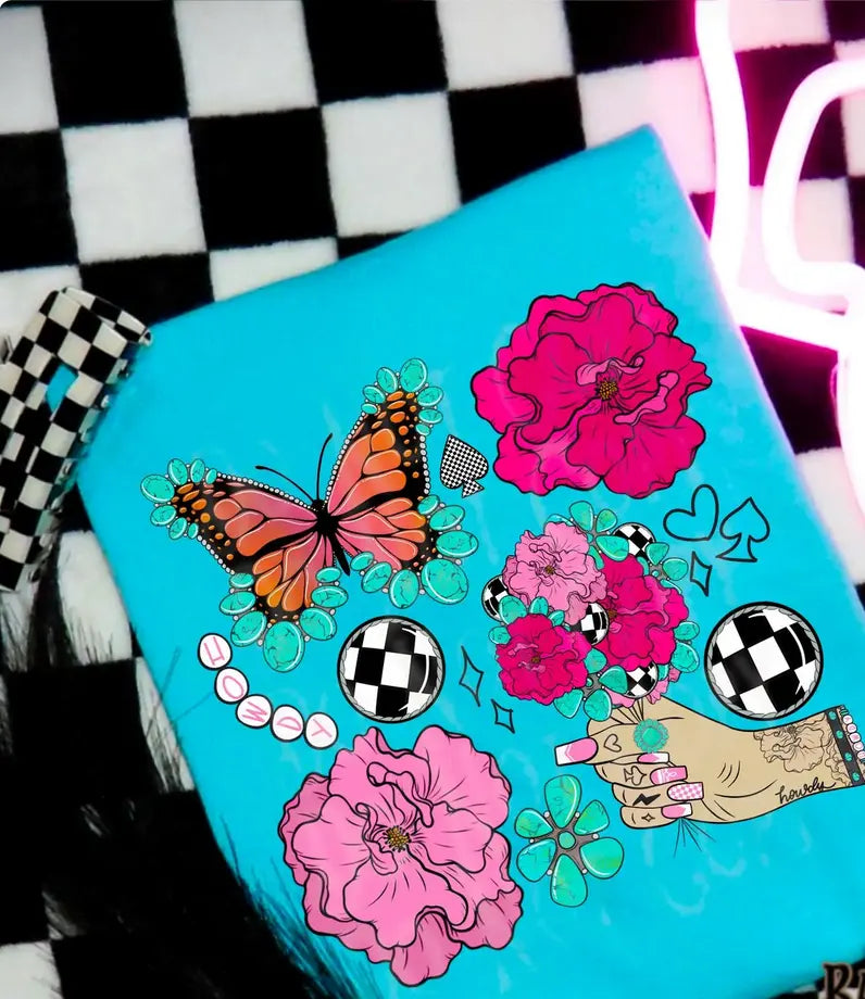 Western collage checkered ball with butterfly - Branded By Barta