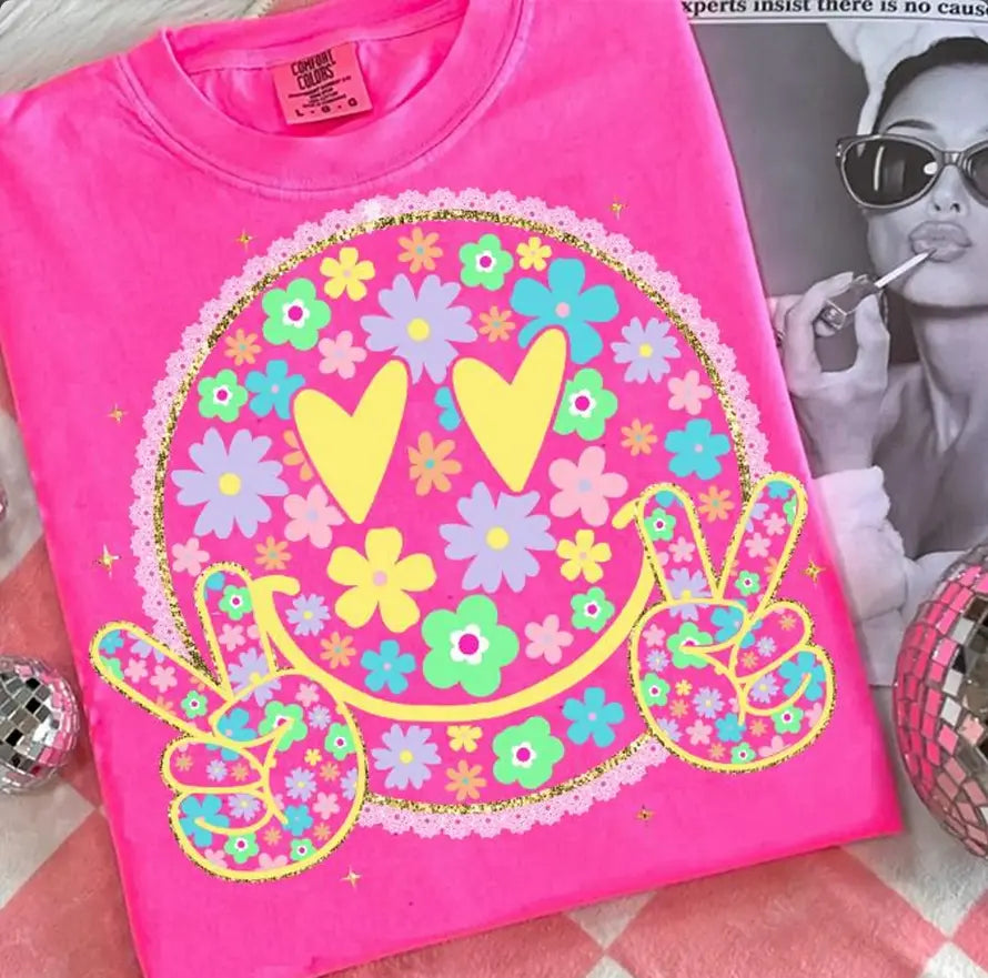 Smile face neon flowers brandedbybarta