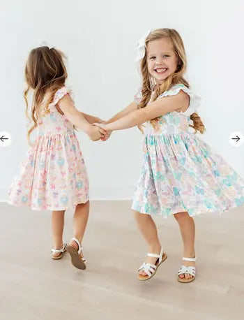 Fluttering Butterflies Flutter Sleeve Twirl Dress Rufflеѕ & Bоwtіеѕ - Affordable Boys & Girls Clothing