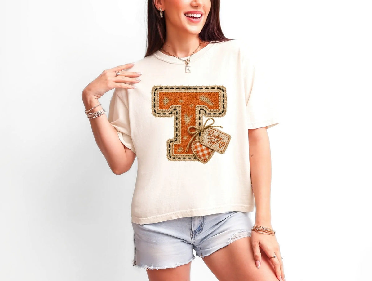 Rocky Top Tennessee Faux Patch Game Day Graphic Tee brandedbybarta