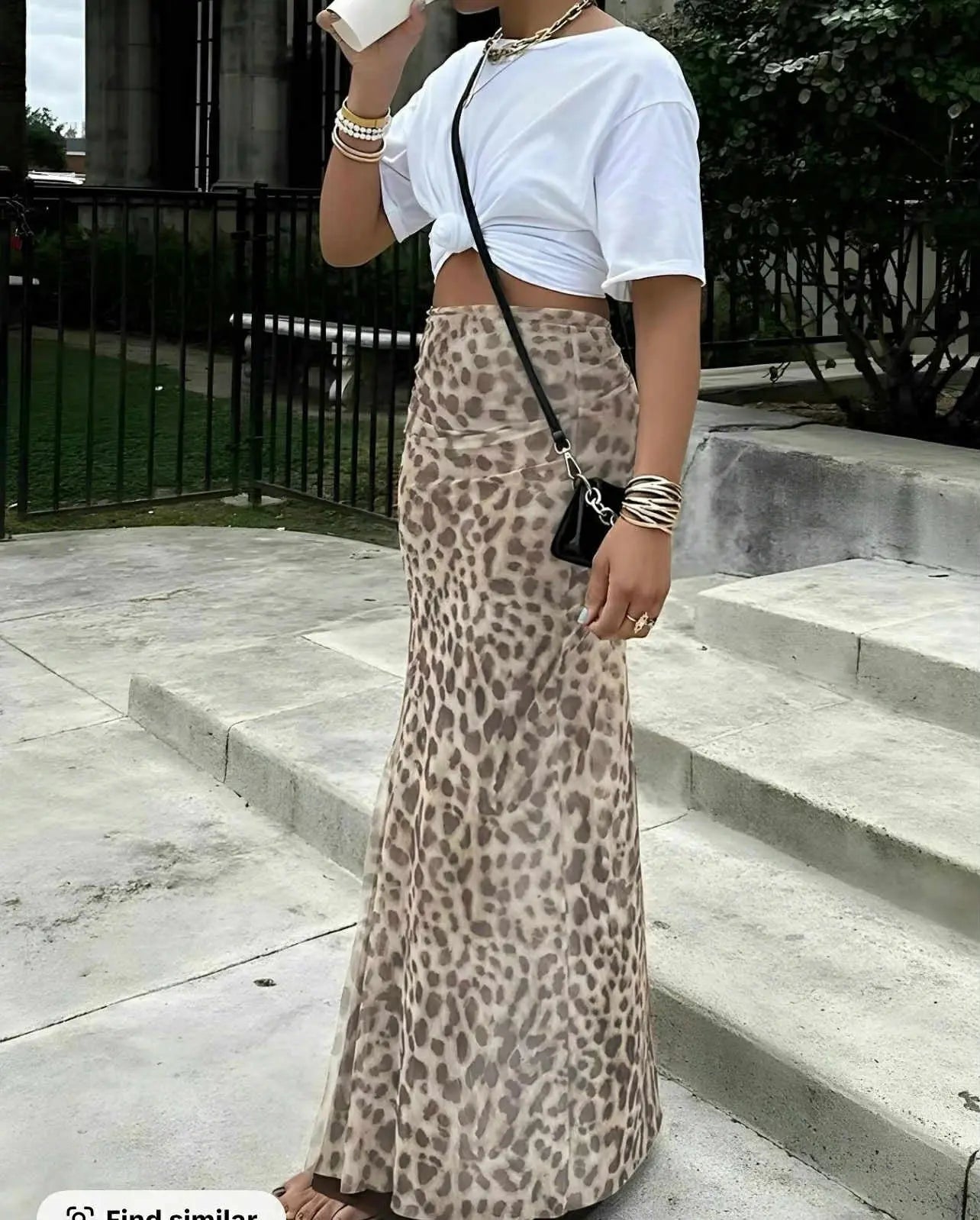 Leopard Print High Waist Skirt Branded By Barta