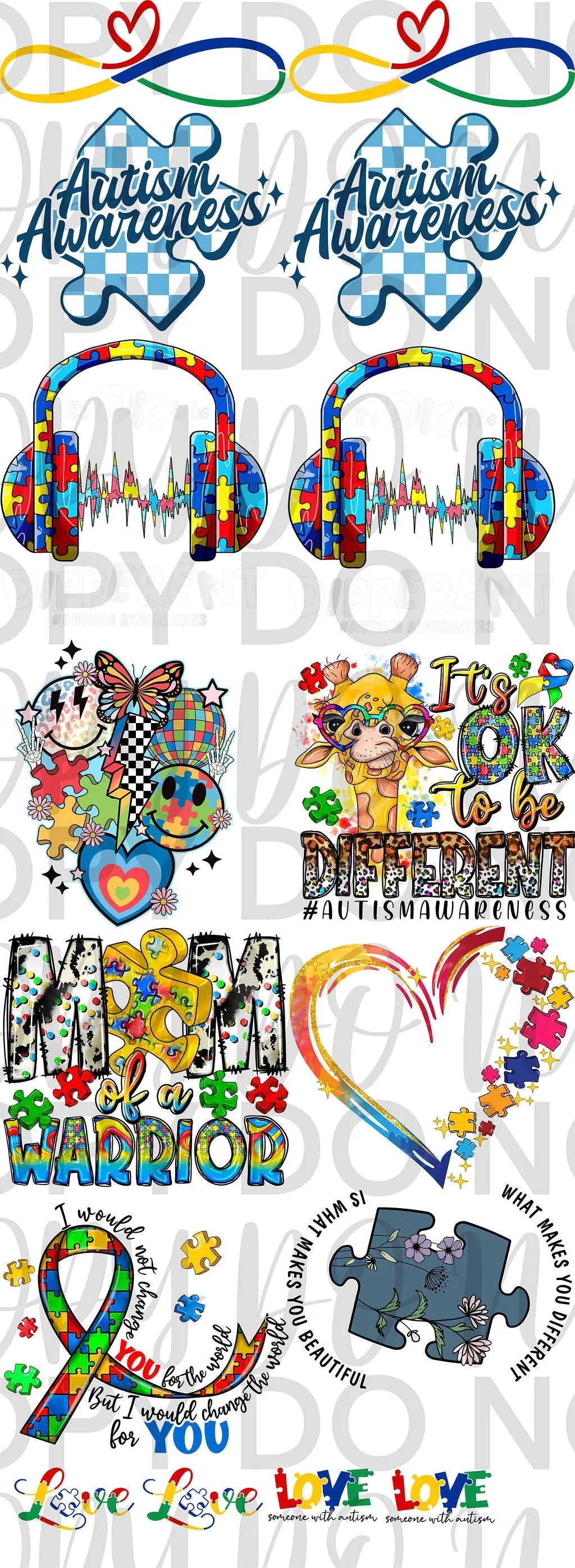 Autism 1 Pre Made Gang Sheet - Branded By Barta