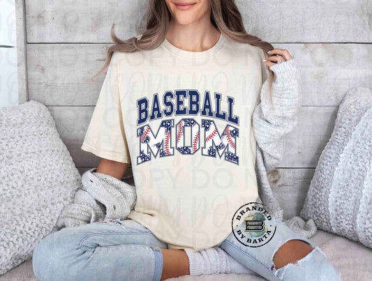 Baseball Mom Blue Leopard