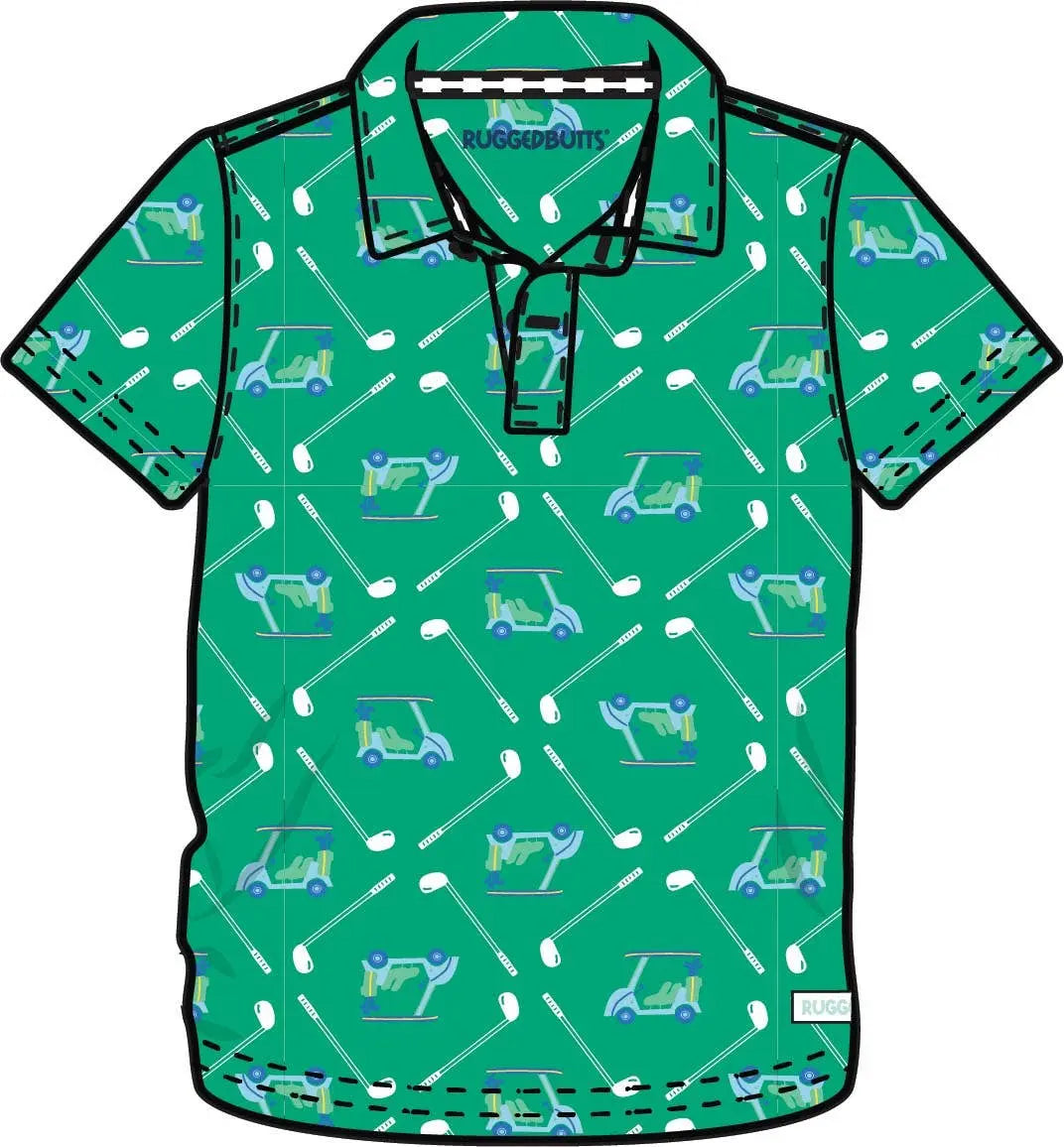 Boys Golf Course Cruiser Knit Short Sleeve Performance Polo RuffleButts + RuggedButts