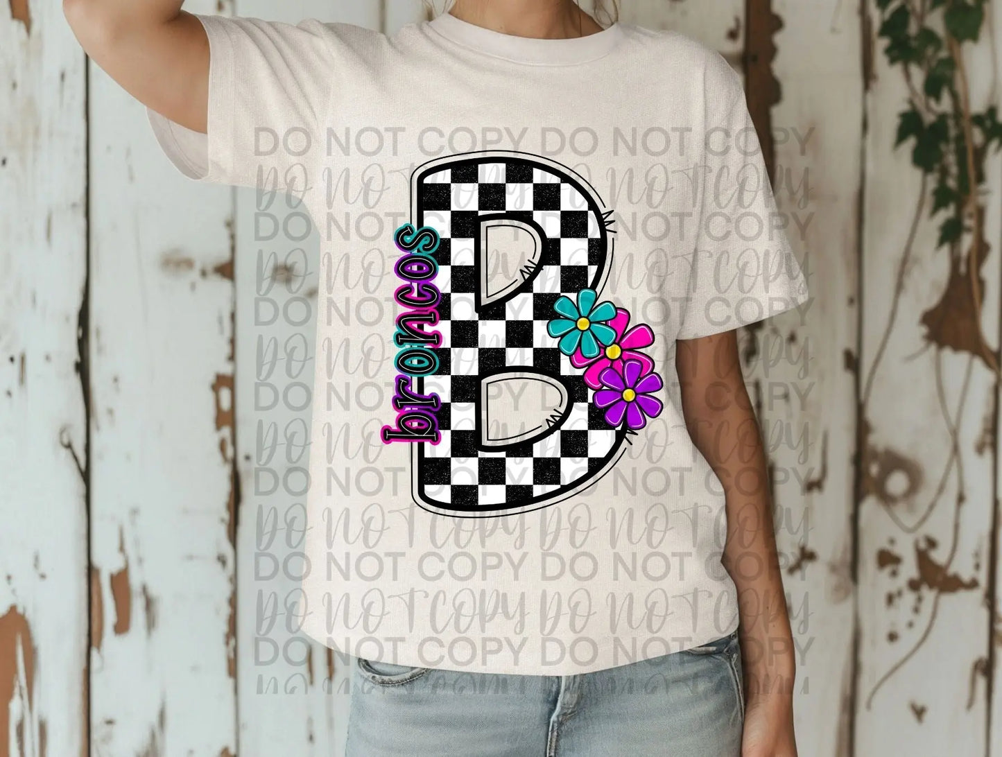 Bronco checkered with flower - Branded By Barta