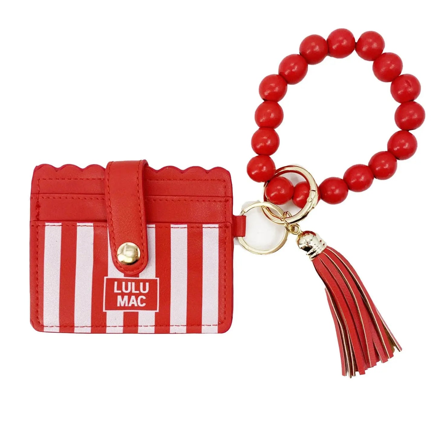 LM-7311 Beaded Wristlet ID Wallet Red Stripe Darby Girlie Girl Originals