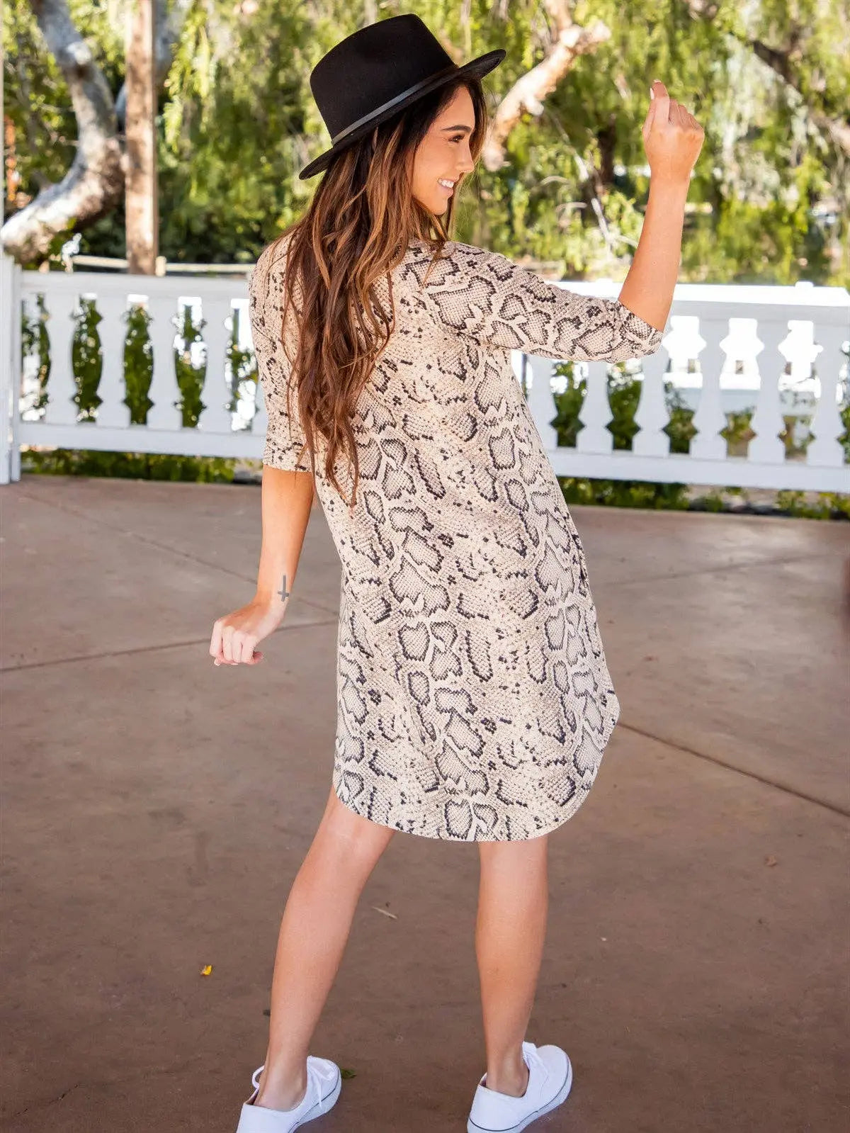 3/4 Sleeve Scoop Hem Liona Dress Tickled Teal