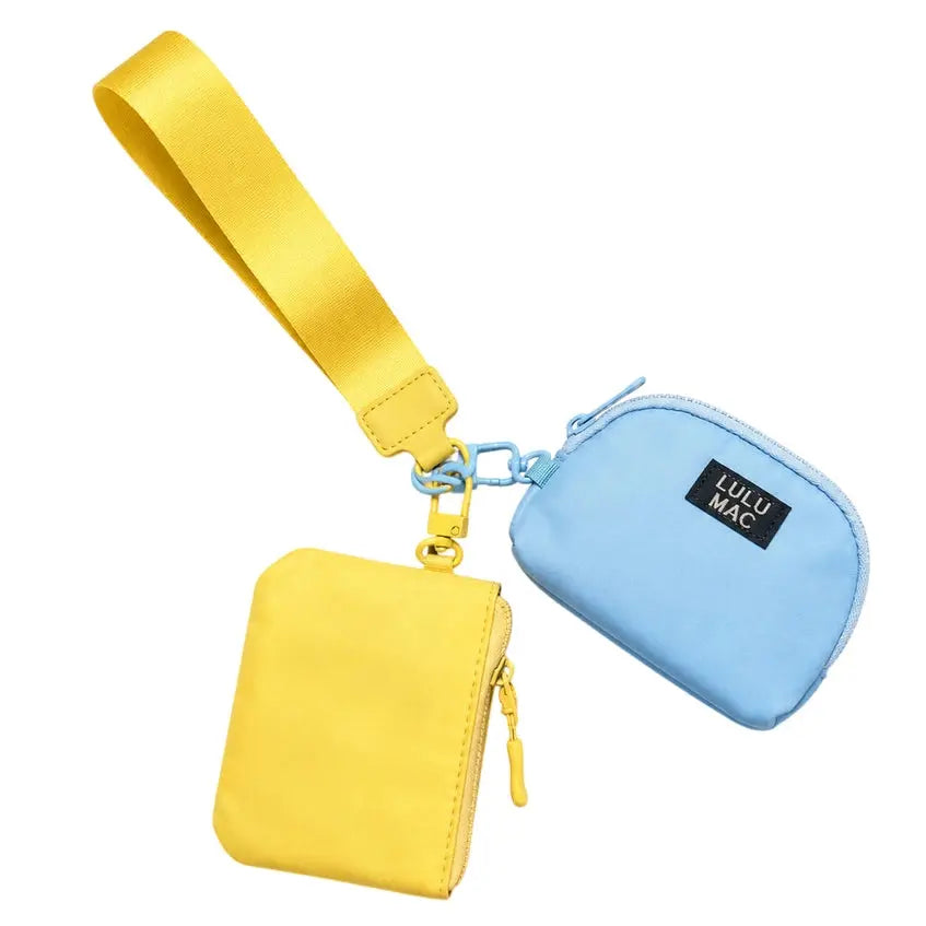 Butter/Light Blue Lulu Mac Double Pouch Wristlets Girlie Girl Originals