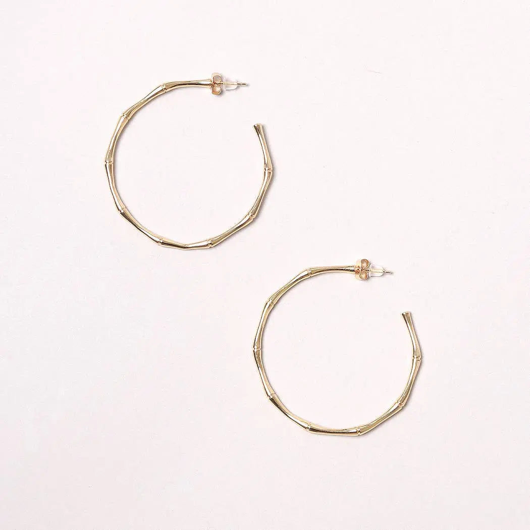 14K Gold-Dipped Textured Hoop Post Earring - Branded By Barta