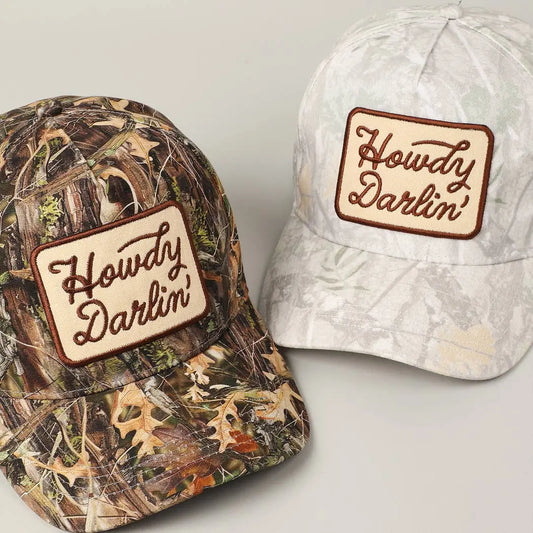 Howdy Darlin' Embroidery Patch Camo Trucker Hat - Branded By Barta