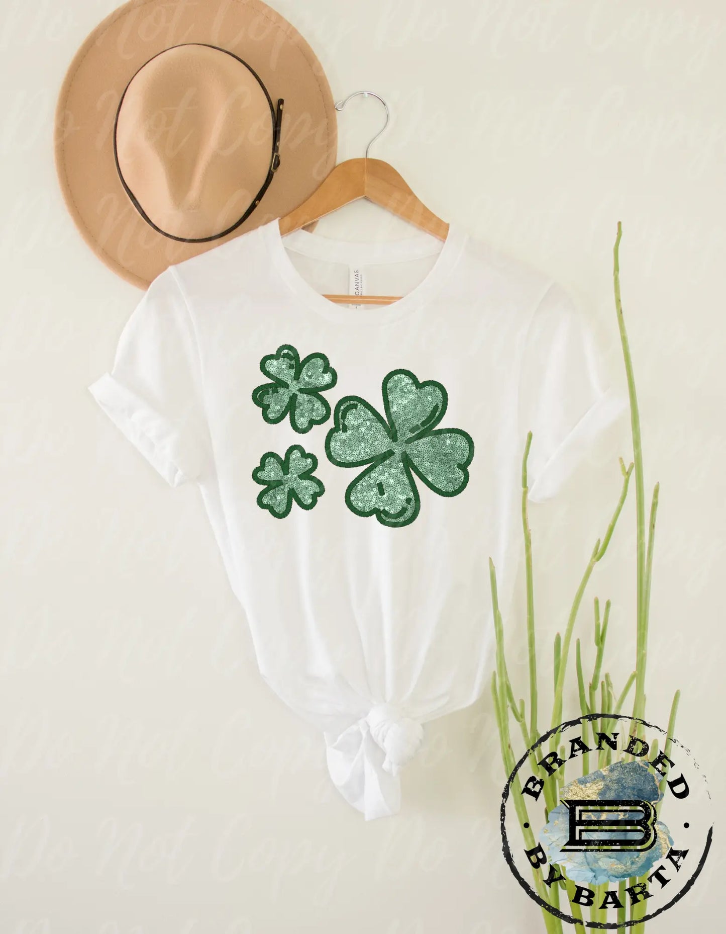 Four Leaf Clovers Faux Embroidery