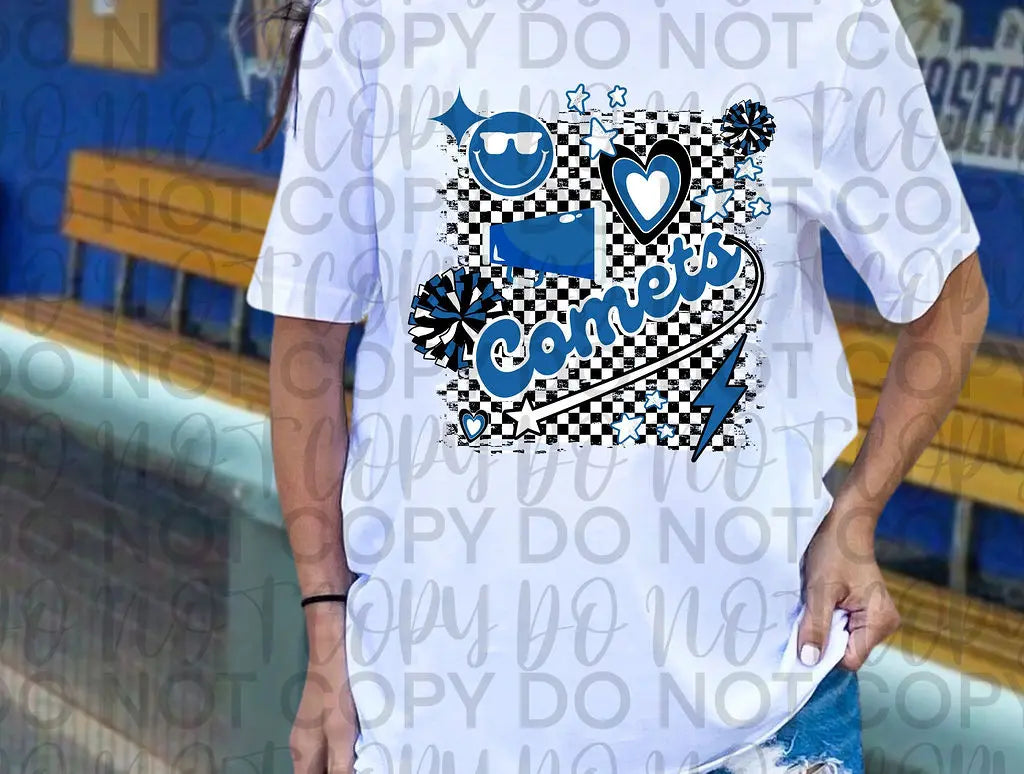 Comets Checkered Rertro Girly Tee - Branded By Barta