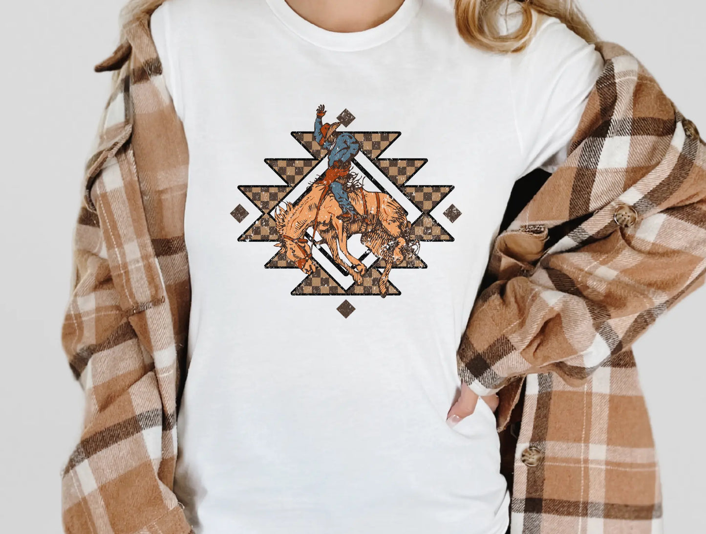 Checkered aztec bucking horse - Branded By Barta