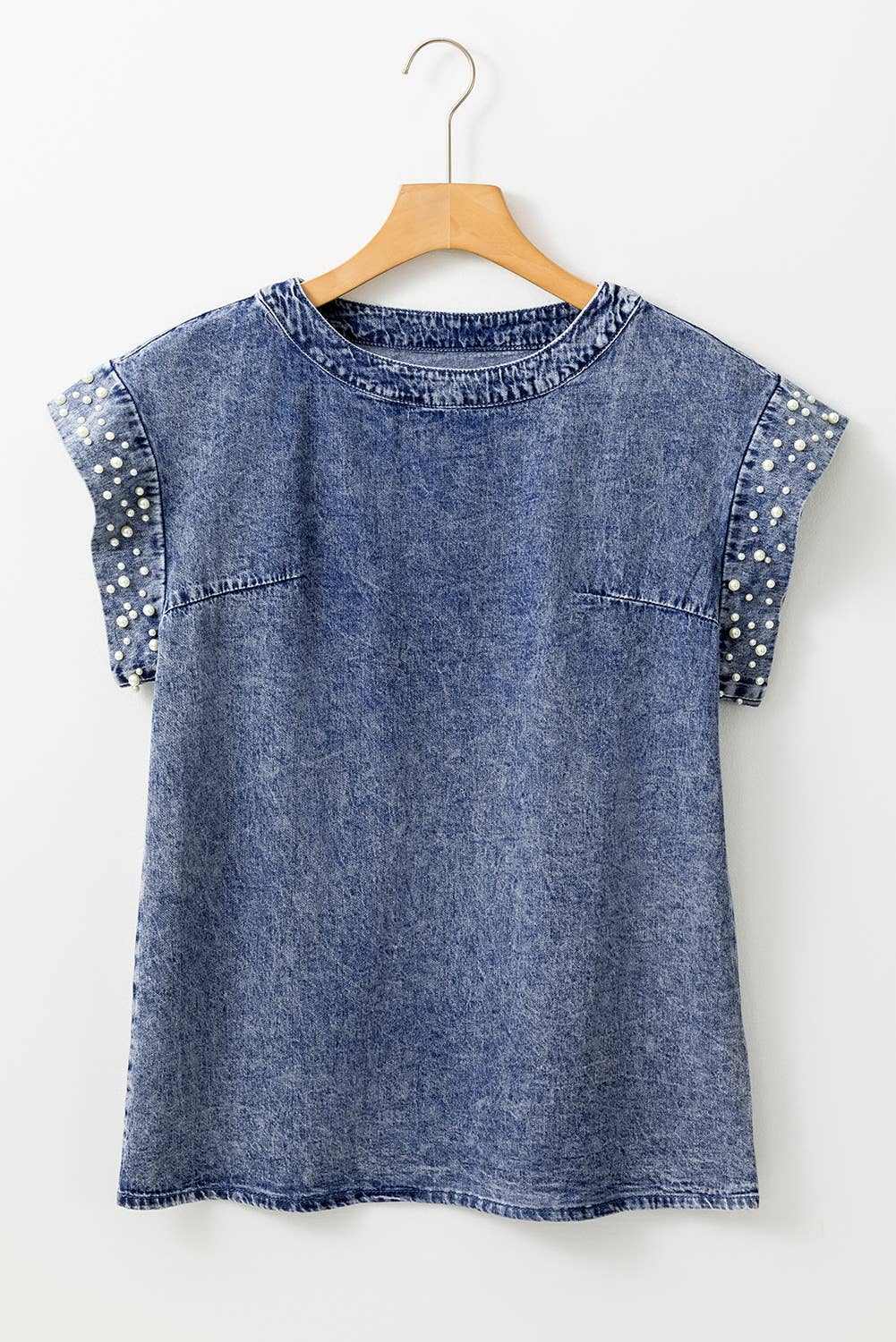 Denim Pearl Acid Wash Top - Branded By Barta