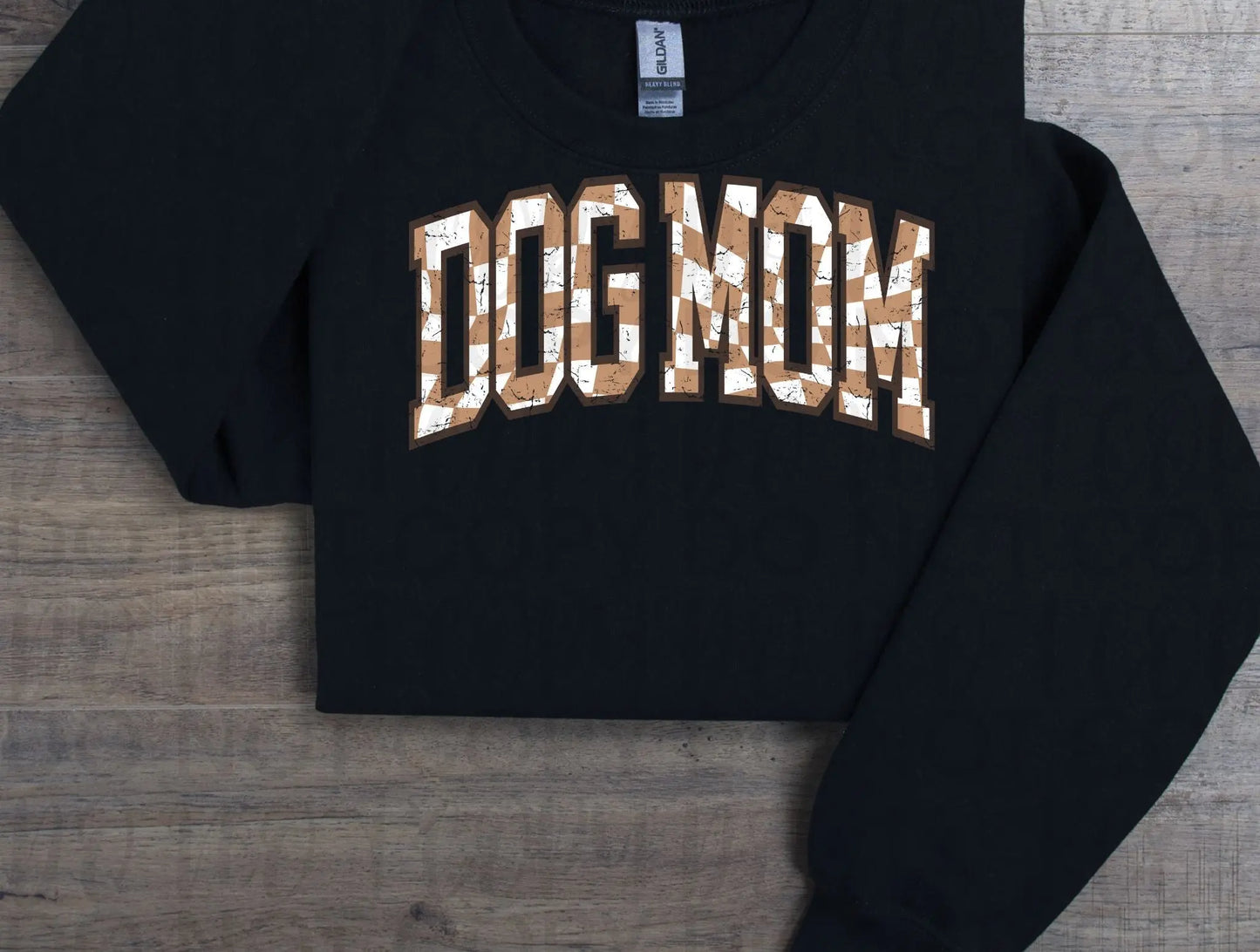 Dog Mom Checkered Tan