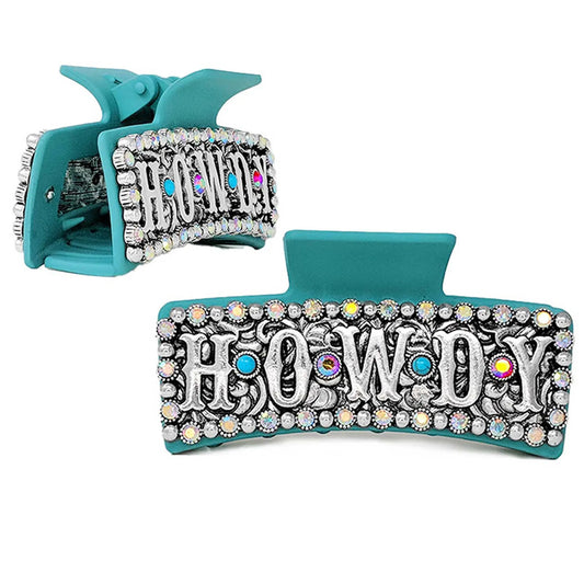 Howdy Western Filigree Semi w/AB Stone Hair Claw - Branded By Barta