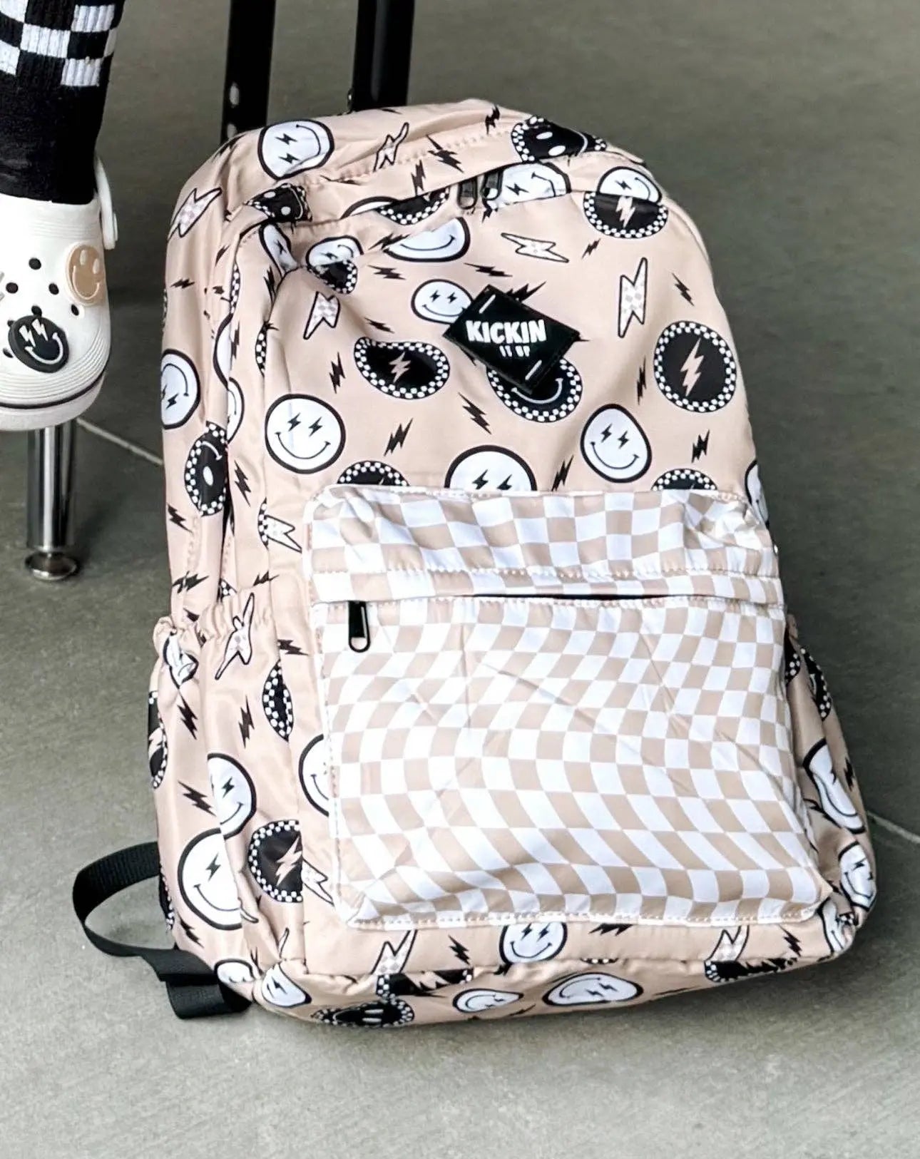 Beige Rad Vibes Mid-Size Backpack Kickin it up Socks