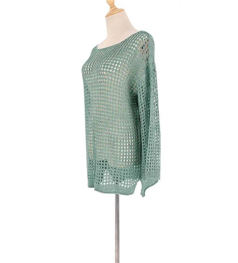 Open knit beach riot bikini coverup top HIDDENBRAND