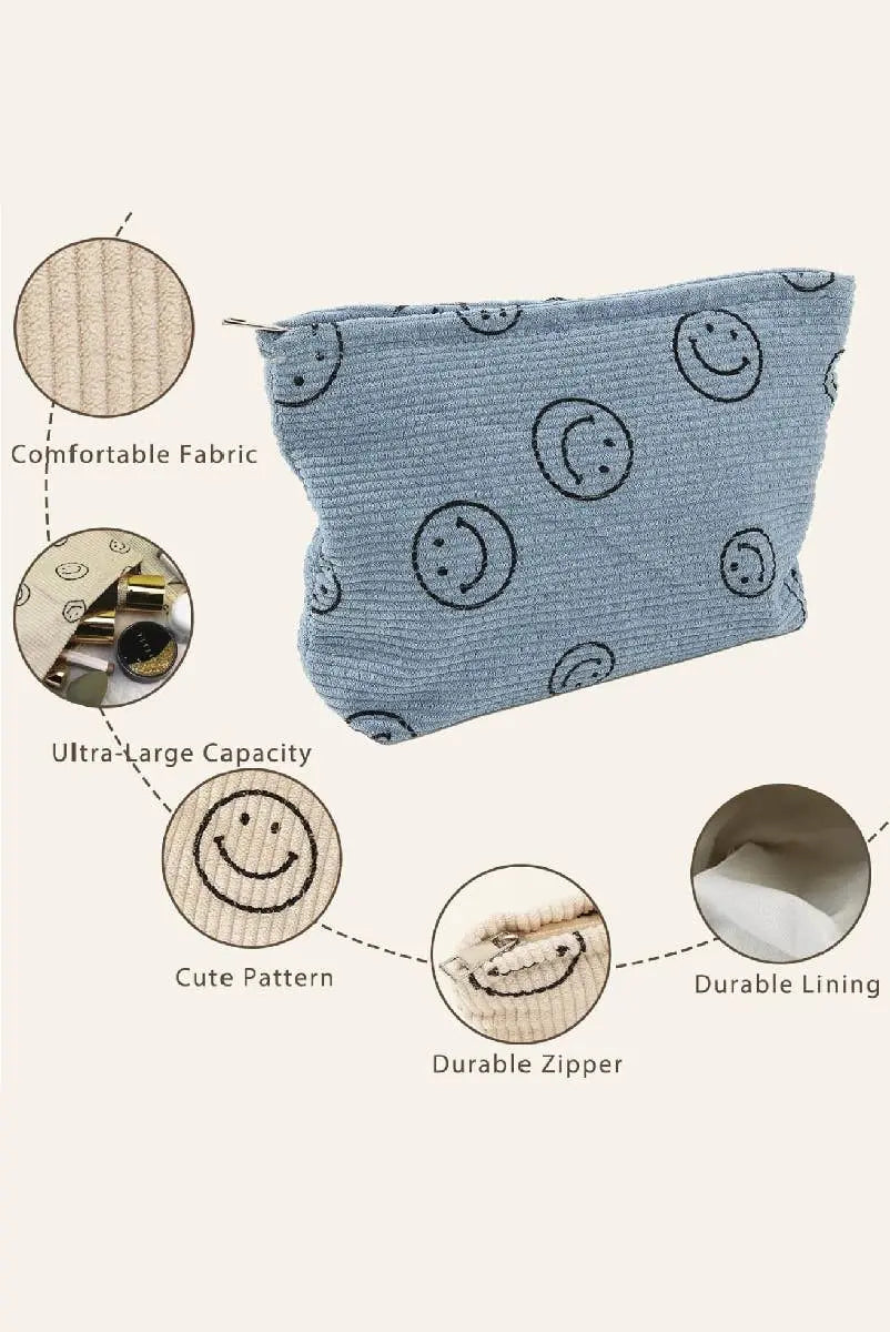 Corduroy Cosmetic Pouch Bag - Branded By Barta