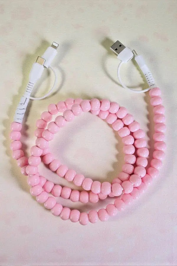 Updated Light Pink Beaded Cord Charger Nash Grey
