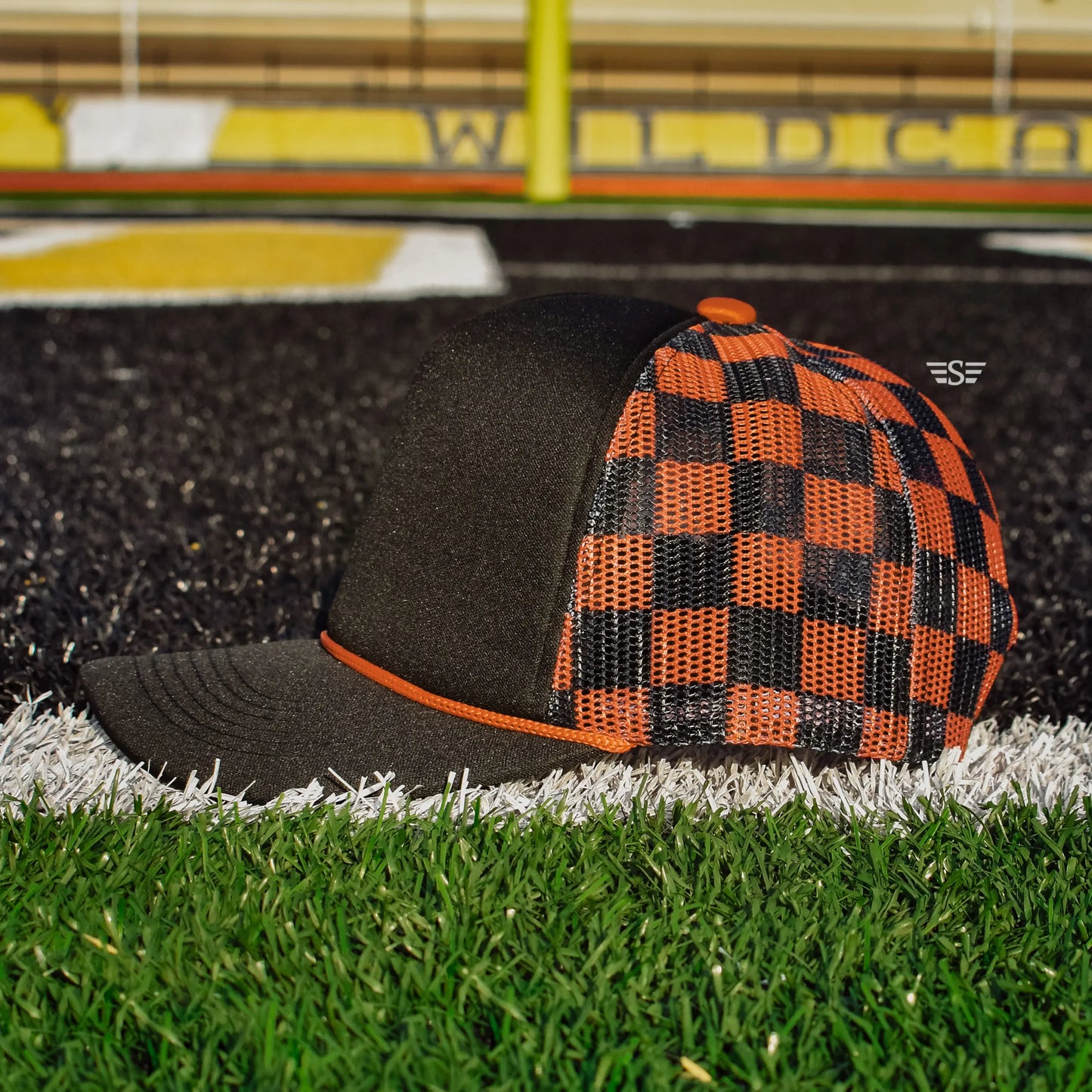 Checkered Mesh Back Foam Trucker Cap Flying S Company