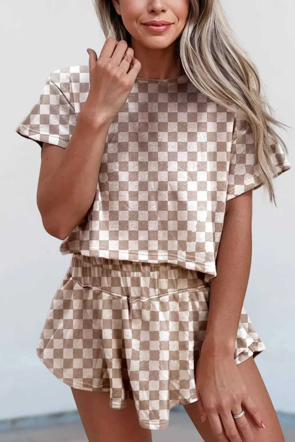 Checkerboard Top & High Waist Skorts 2 Piece Set | S-XL Aapparella