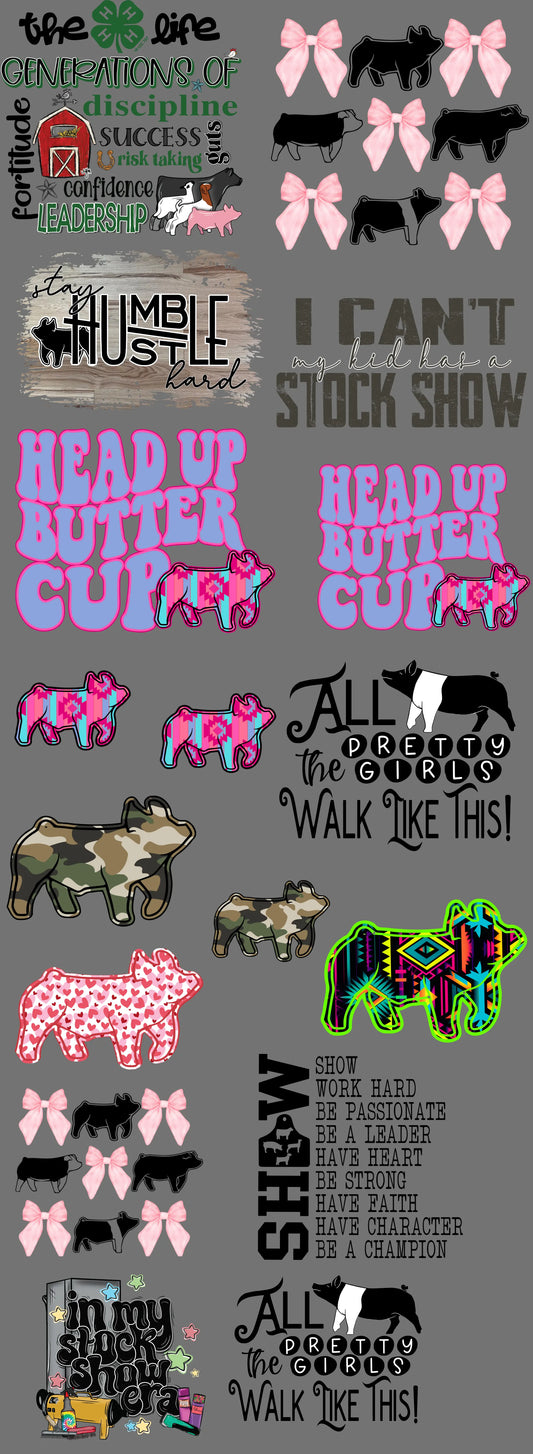 Pig Stock Show Pre Made Gang Sheet brandedbybarta