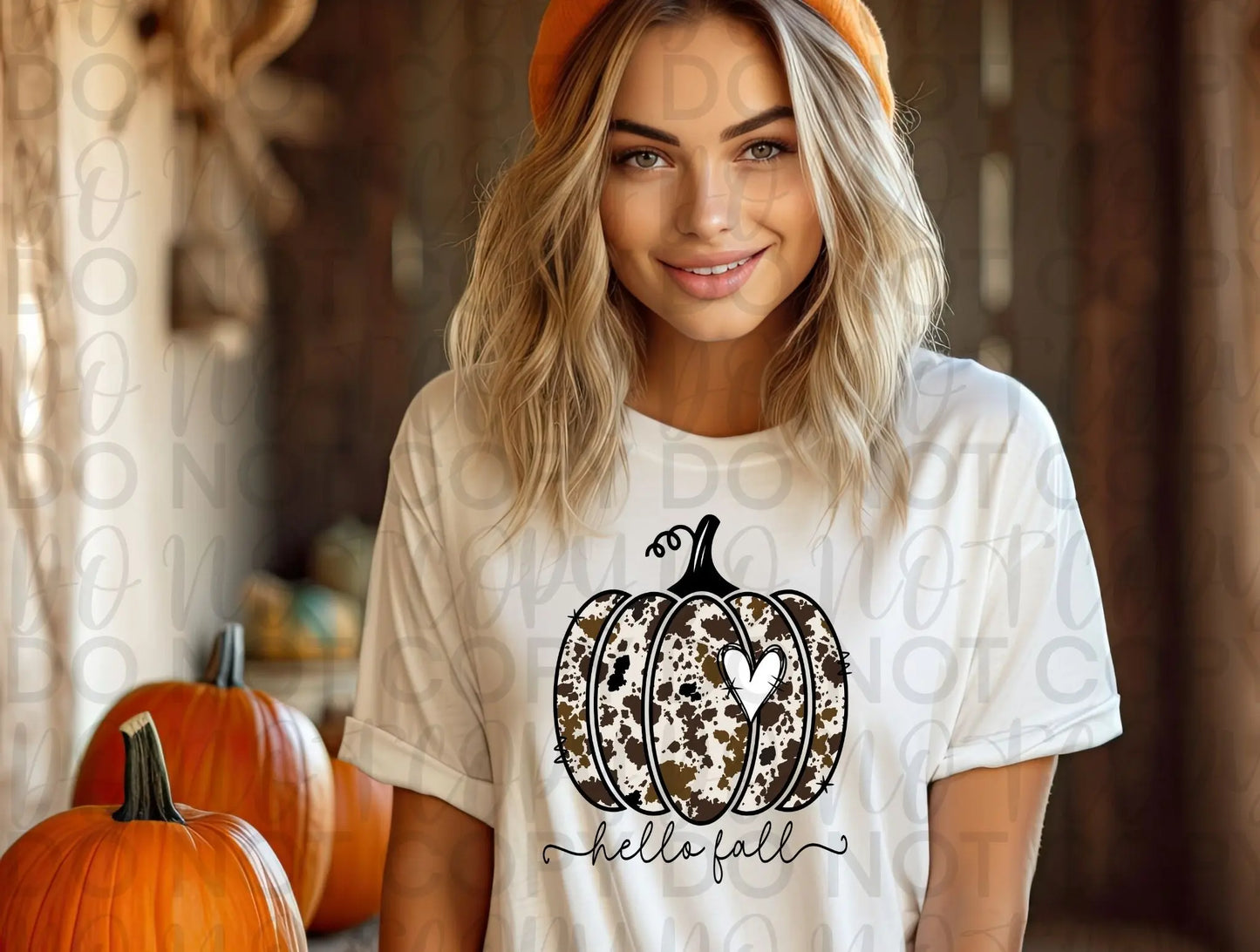 Hello Fall cow pumpkin country - Branded By Barta