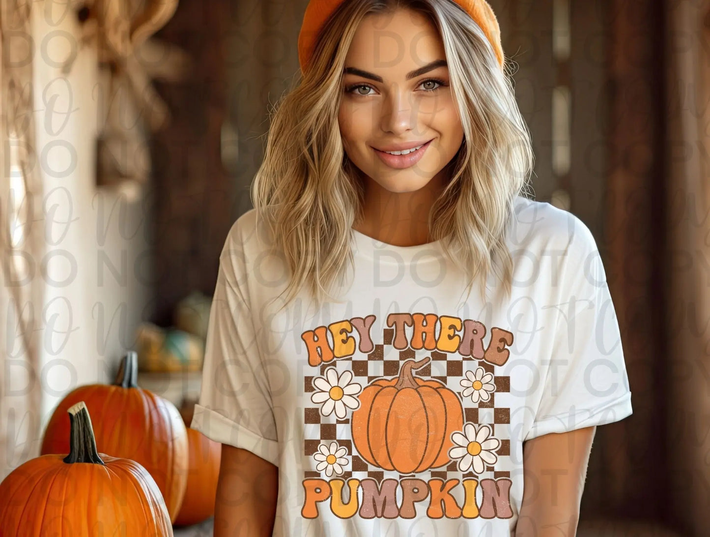 Hey there pumpkin checkered - Branded By Barta