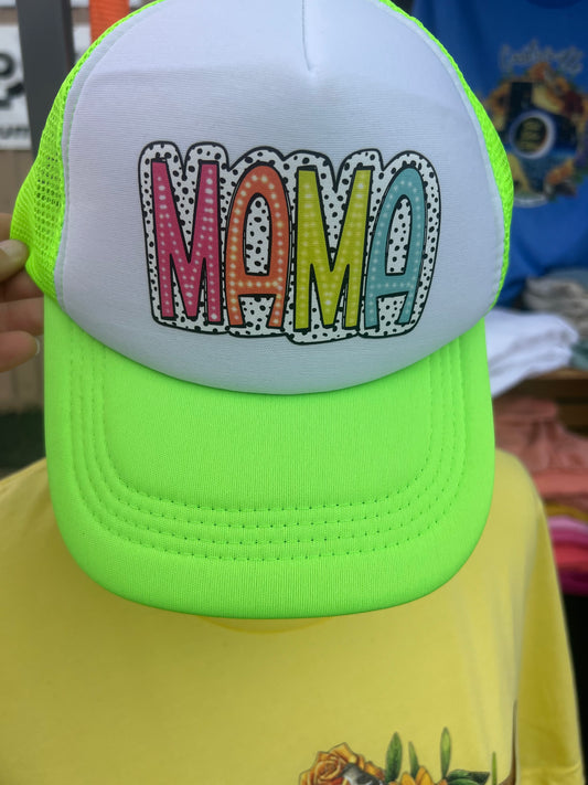 Mama Trucker Hat Neon Green