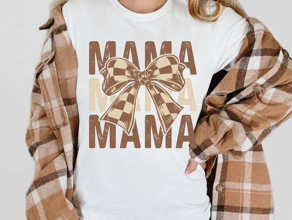 Mama Tan Checkered Bow - Branded By Barta