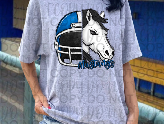 Mustangs Football Helmet - Branded By Barta